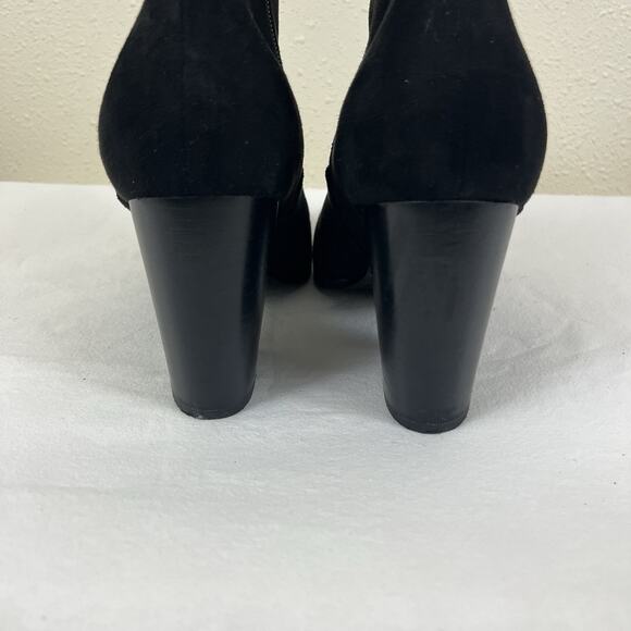 Marc Fisher Avalyn Vegan Suede Stacked Heel Booties Size 9.5 Black - Picture 3 of 5
